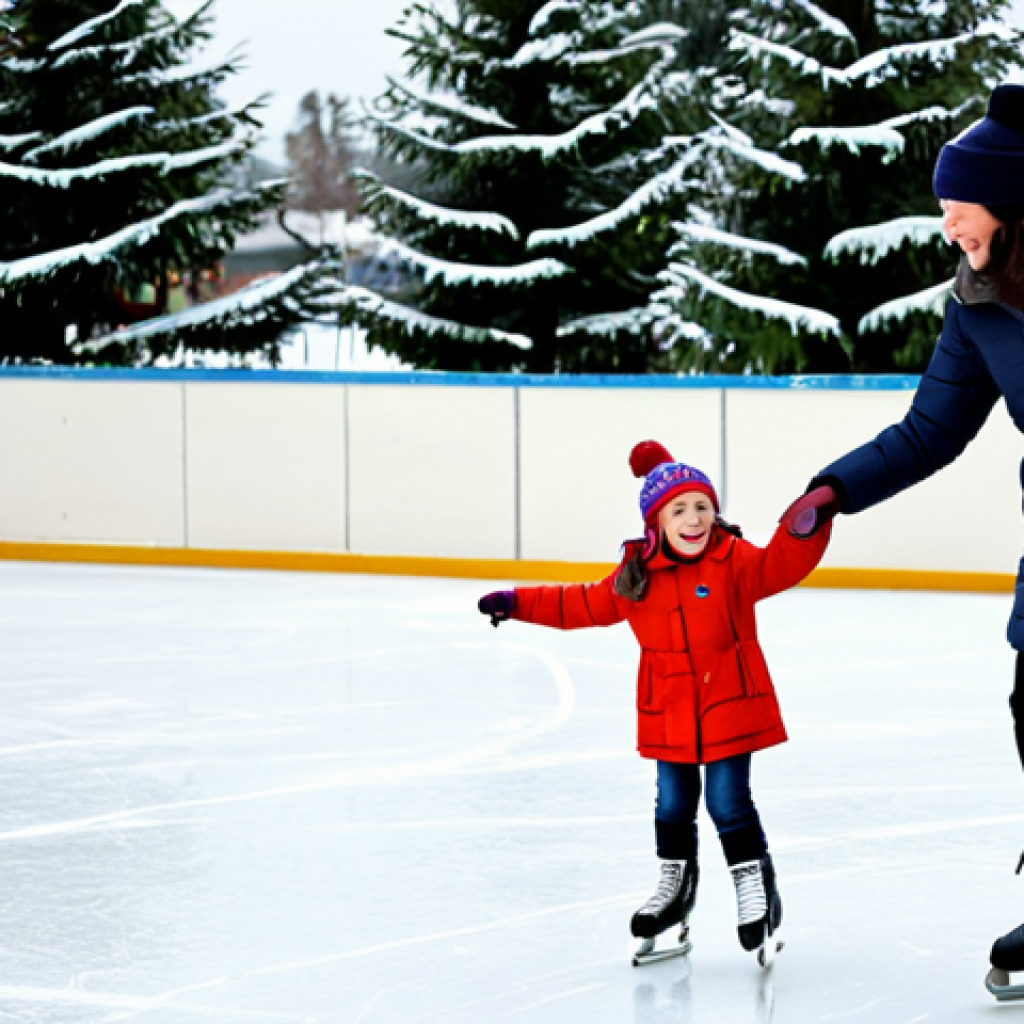 Amateur Ice Skating**
"A family-friendly scene at an outdoor ice rink. A fully clothed woman wearing a warm winter coat and hat is helping a child, also in appropriate winter attire, learn to skate. Other skaters, all fully clothed in colorful, modest winter clothing, are enjoying themselves in the background. The rink is surrounded by snowy trees and festive decorations. Safe for work, appropriate content, perfect anatomy, natural proportions, high quality, professional, modest, well-formed hands, proper finger count, natural body proportions."
**