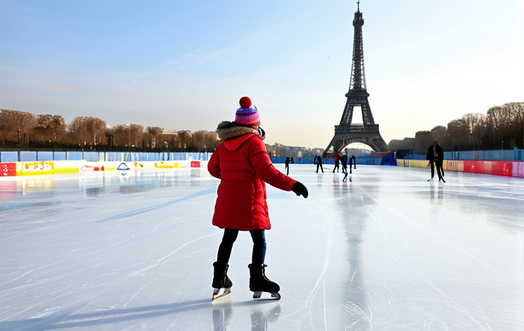 스케이트 여행 장비 팁 - Ice Skating Lesson**
"A young girl in a warm, colorful winter coat and hat is being taught to ice s...