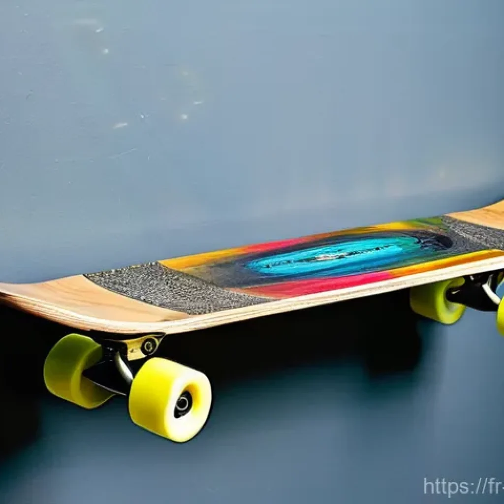 스케이트 재활용 장비 - **Prompt 1: Urban Chic Skateboard Shelf**
    "A stylish, modern living room featuring a unique wall...