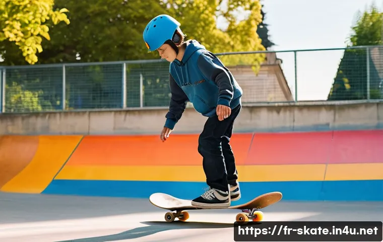 스케이트 전문 트레이너 찾기 - **Prompt:** A vibrant, sunlit urban skatepark in a French city, with distinct Haussmannian buildings...