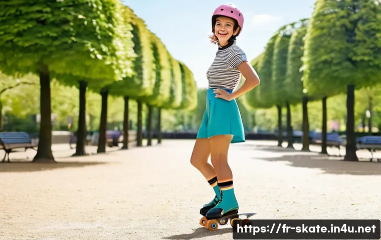 스케이트를 선물하기 - **Prompt 1: Joyful Retro Quad Roller Skating in a Sunny Parisian Park**
A vibrant, medium shot o...