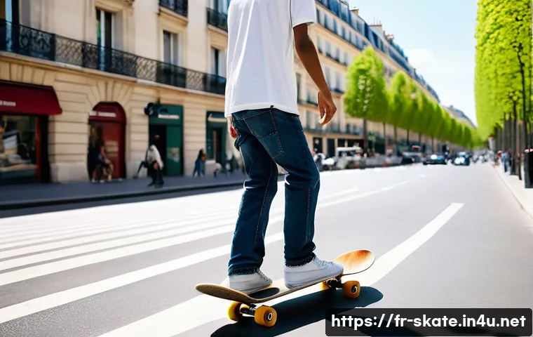 스케이트로 친환경 생활 실천 - **Urban Skater Embracing Sustainable Mobility in Paris**
A vibrant, dynamic shot of a young adul...